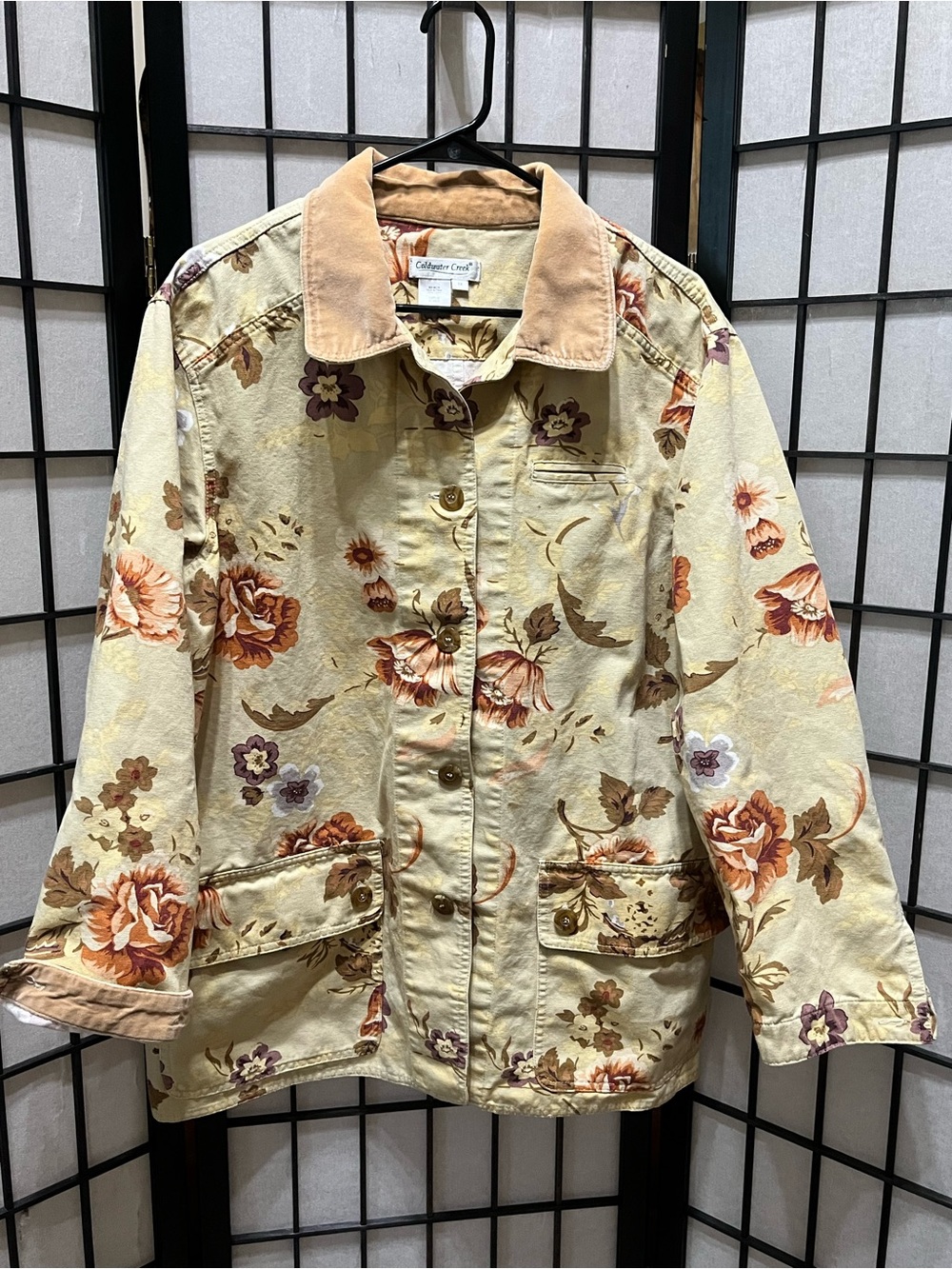 VINTAGE COLDWATER CREEK Cream Floral Cotton BARN Jacket WOMEN SIZE 1X